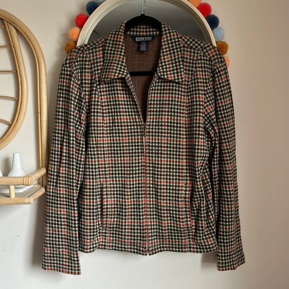 Vintage Lands’ End Plaid Cotton Zip Up Jacket - Picture 1 of 5